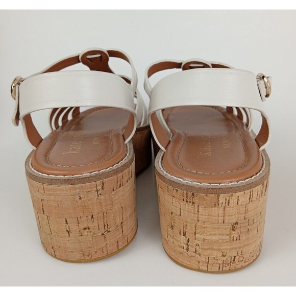 Kate Spade New York Mabel Parchment Leather Ankle Strap Cork Sandals Size 7 B - Picture 5 of 13